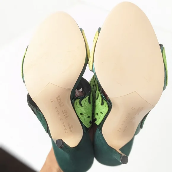 NWT Zara Suede Tropical Heels - Picture 13 of 16